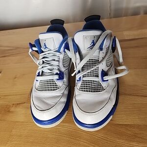 Nike Air Jordan 4 Retro GS Motorsports Sneakers Boys 7Y Blue White Athletic